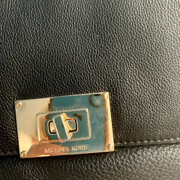 Michael Kors Black Handbag Purse with Gold Chain Strap - Picture 3 of 7